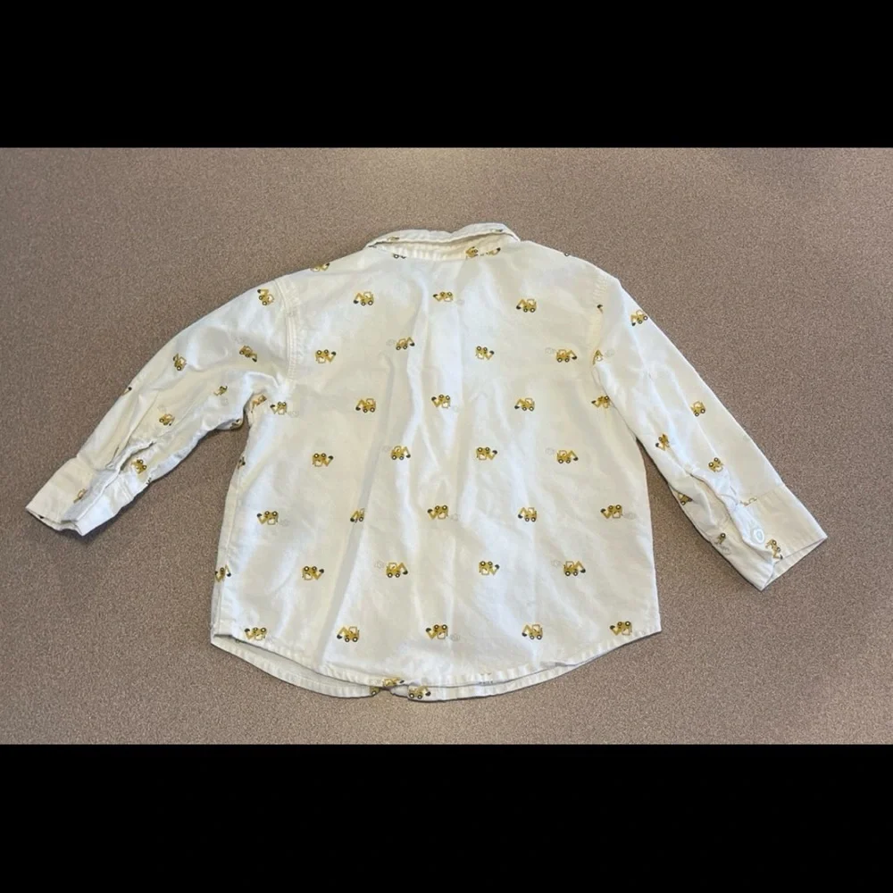 Old Navy excavator long sleeve white button-down shirt for size 12 to 18 months